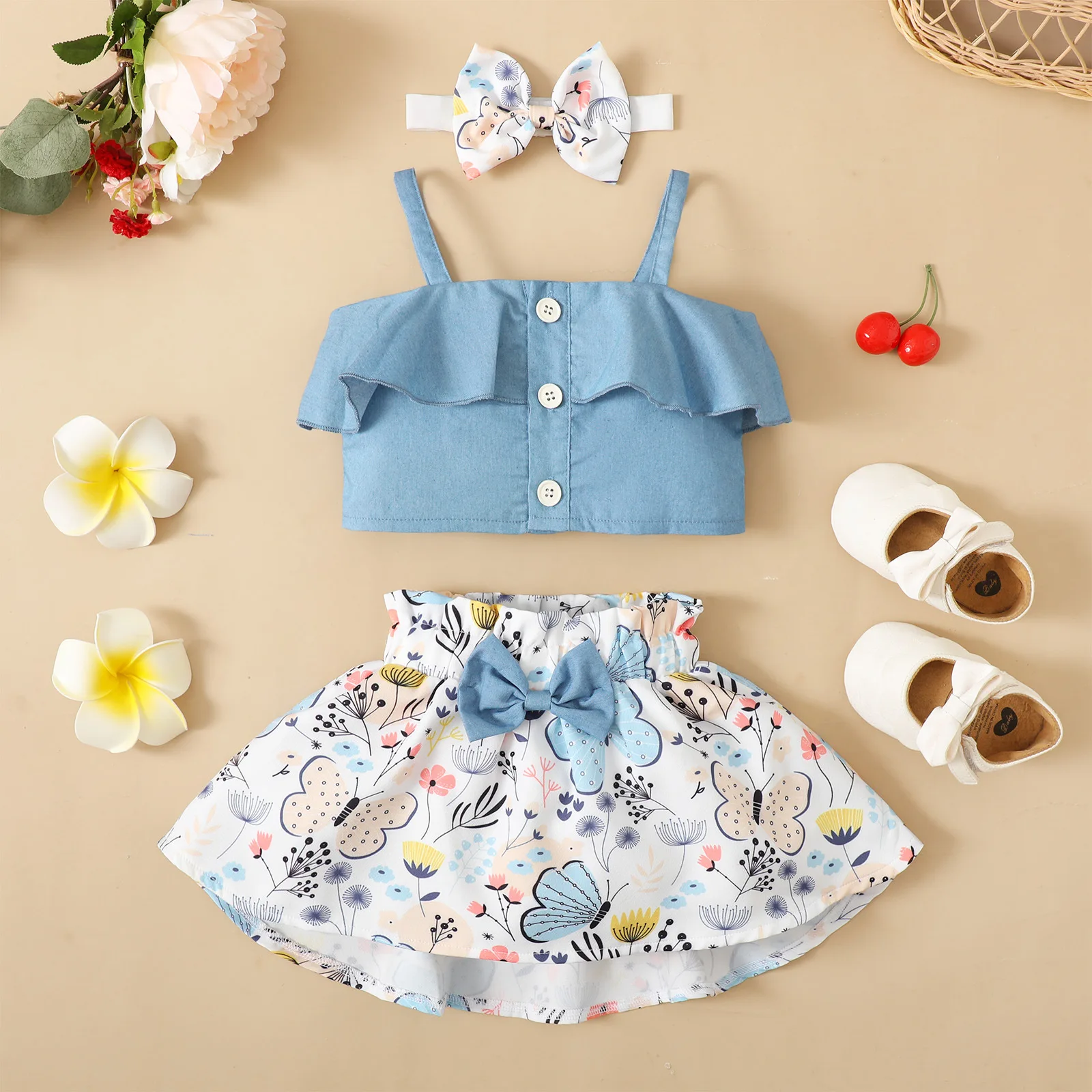 2023 New Summer Baby Clothes Sets Sleeveless O Neck Print Floral Bow Blue 2 Piece Sets Designer Casual Girls Clothes Sets 0-2T
2023 New Summer Baby Clothes Sets Sleeveless O Neck Print Floral Bow Blue 2 Piece Sets Designer Casual Girls Clothes Sets 0-2T