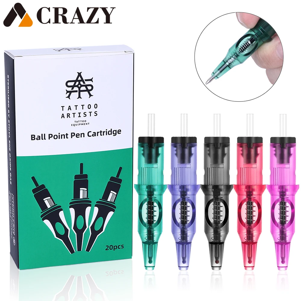 

20/10/5pcs Ballpoint Tattoo Cartridge Needles for Beginner Designer Drawing Practice Tattoo Machine Refill Multicolor Stippling