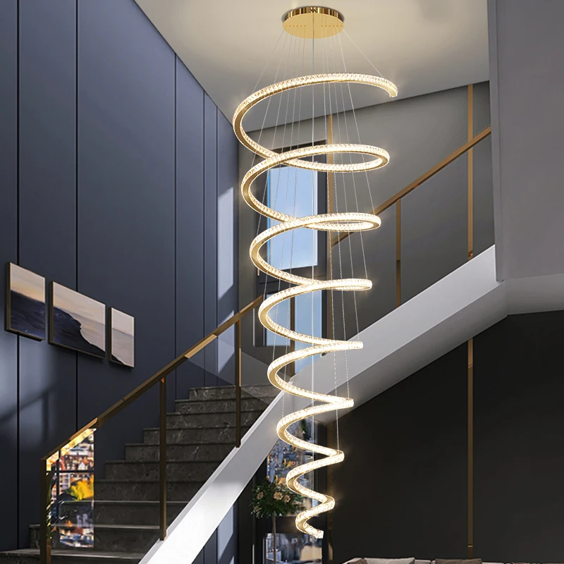 Villa Duplex Building Ring Hollow Crystal Large Pendant Light Light Luxury Crystal Lamp Apartment Loft Staircase Long Chandelier
Villa Duplex Building Ring Hollow Crystal Large Pendant Light Light Luxury Crystal Lamp Apartment Loft Staircase Long Chandelier