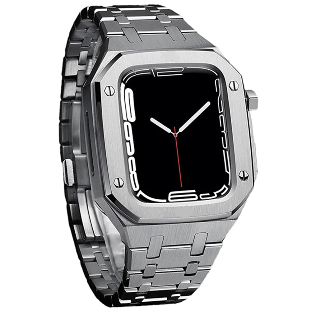 Luxury Modification Kit Strap for Apple Watch Band 45mm 44mm 42mm Stainless Steel Bezel Case+Bracelet for iWatch 8 7 6 SE 5 4 3
Luxury Modification Kit Strap for Apple Watch Band 45mm 44mm 42mm Stainless Steel Bezel Case+Bracelet for iWatch 8 7 6 SE 5 4 3