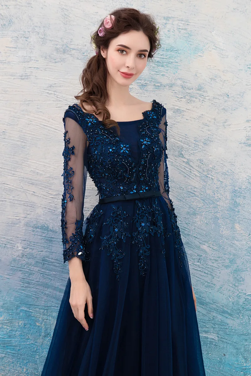 Blue Decal Embroidered Evening Dress Formal Prom Dress 3/4 Sleeve Wedding Dress Round Neck A-line Dress
Blue Decal Embroidered Evening Dress Formal Prom Dress 3/4 Sleeve Wedding Dress Round Neck A-line Dress