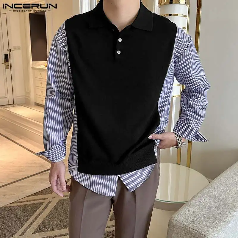 Korean Style Men's Two pieces Of Knitted Loose Shirts Casual Street Personalized Patchwork Lapel Blouse S-5XL INCERUN Tops 2023
Korean Style Men's Two pieces Of Knitted Loose Shirts Casual Street Personalized Patchwork Lapel Blouse S-5XL INCERUN Tops 2023