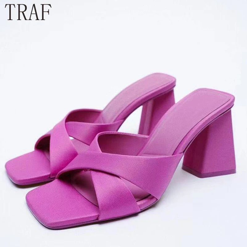 TRAF Zar 2021 Purple Chunky Heels Slippers Woman Cross Strap Black High Heels Sandals Fashion Square Toe Khaki Heels Women Shoes
TRAF Zar 2021 Purple Chunky Heels Slippers Woman Cross Strap Black High Heels Sandals Fashion Square Toe Khaki Heels Women Shoes