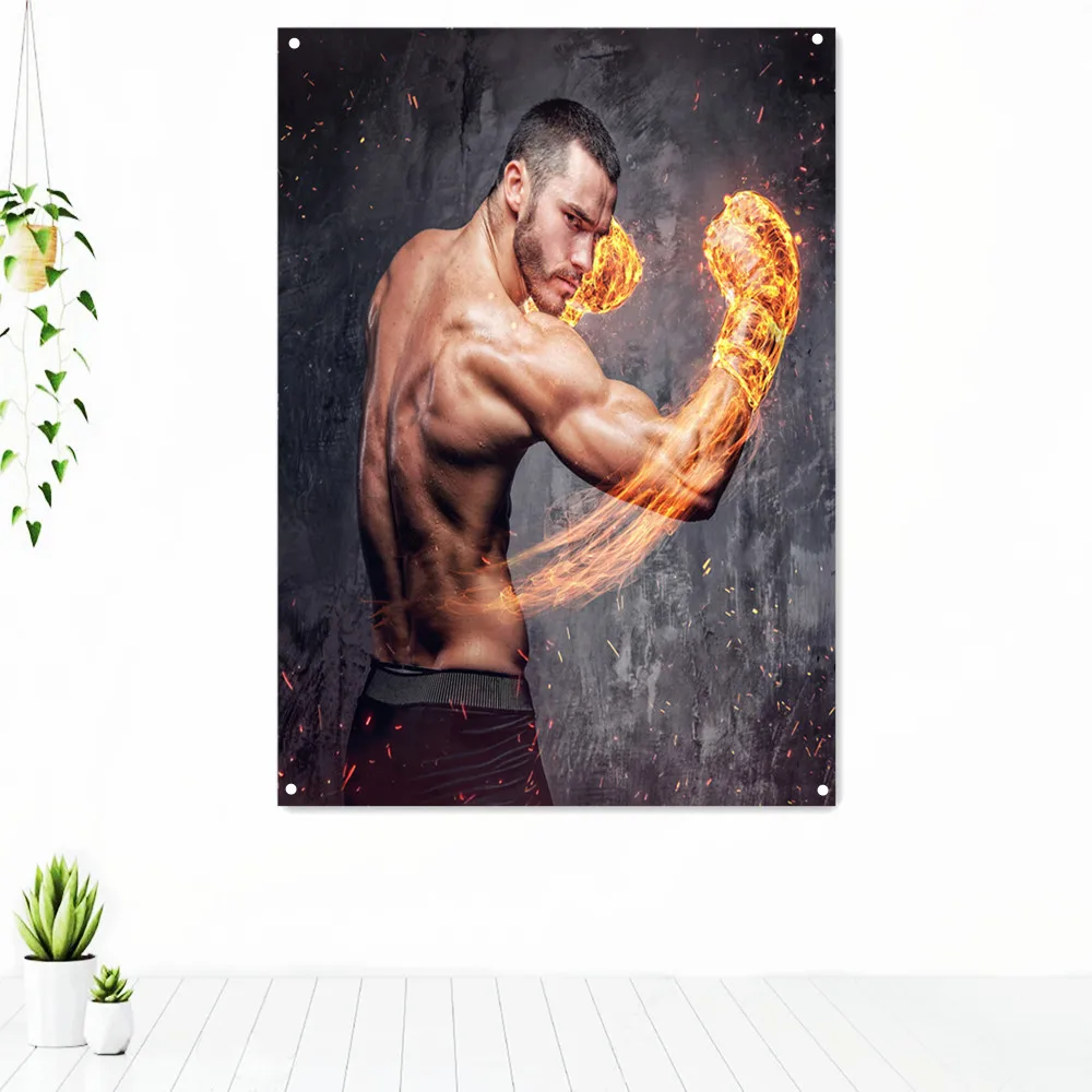 Shirtless Aggressive Fighter With Burning Boxer Exercise Inspirational Poster Fitness Workout Artwork Tapestry Banner Flag Mural
Shirtless Aggressive Fighter With Burning Boxer Exercise Inspirational Poster Fitness Workout Artwork Tapestry Banner Flag Mural
