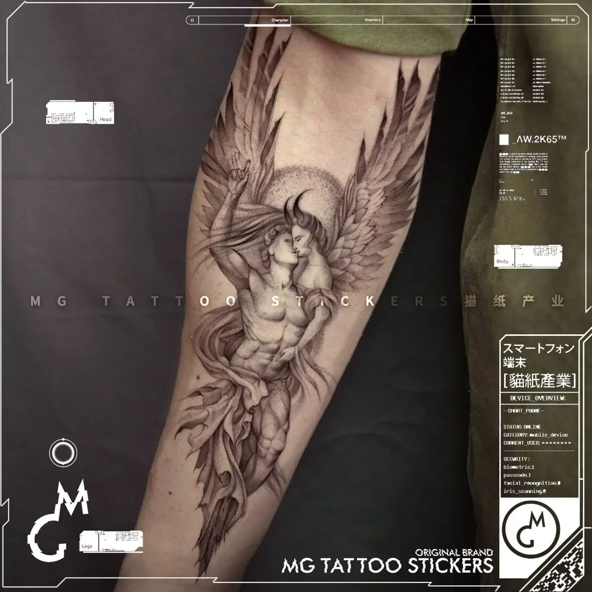15*21cm Fallen Angel Couple Black and Gray Wrist Small Arm Calf Waterproof Tattoo Stickers for Men and Women Tide
15*21cm Fallen Angel Couple Black and Gray Wrist Small Arm Calf Waterproof Tattoo Stickers for Men and Women Tide