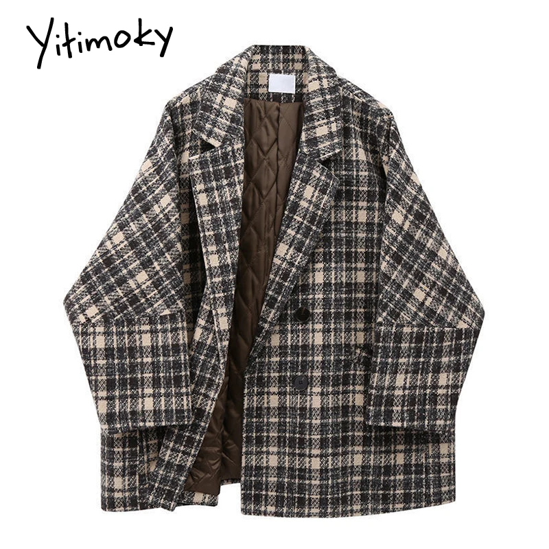 Женский клетчатый двубортный Блейзер Yitimoky, винтажное Свободное пальто с длинным рукавом и отложным воротником, повседневная одежда для вес...
Женский клетчатый двубортный Блейзер Yitimoky, винтажное Свободное пальто с длинным рукавом и отложным воротником, повседневная одежда для вес...