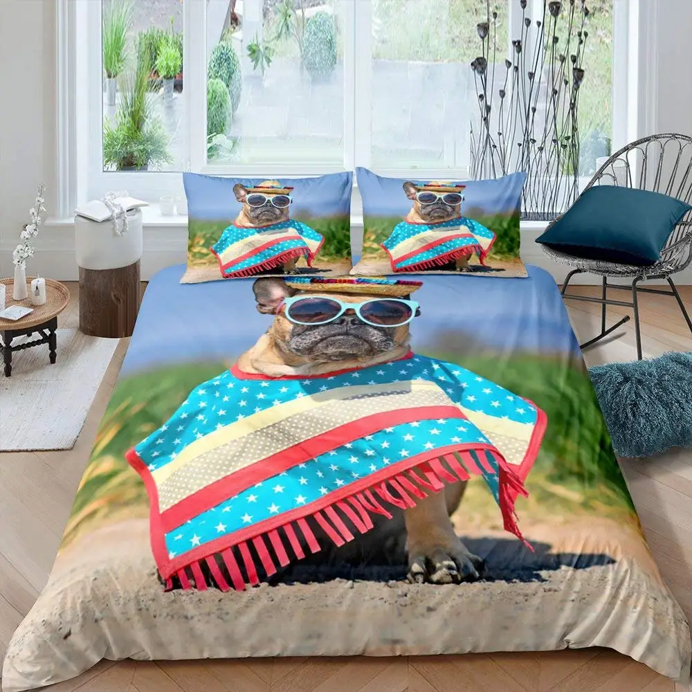 French Bulldog Printing Children Kids Bedding Duvet Cover Pillowcase Queen King Size Cute Pet Puppy Quilt Cover Sets Polyester 
French Bulldog Printing Children Kids Bedding Duvet Cover Pillowcase Queen King Size Cute Pet Puppy Quilt Cover Sets Polyester