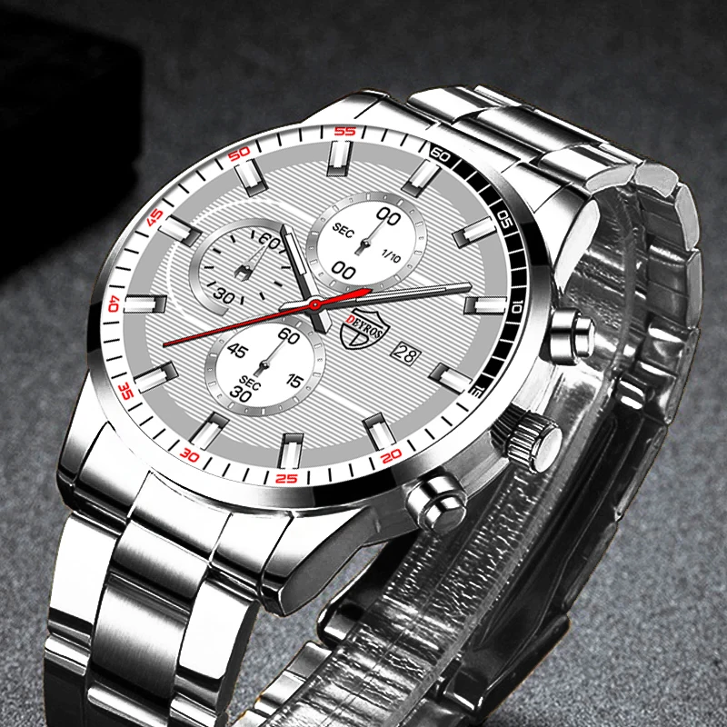 

uhren herren Herren Uhr Marke Silber Mode Edelstahl Quarzuhr für Männer Luxury Business Leder Uhren Männer der Neue Kalender uhr