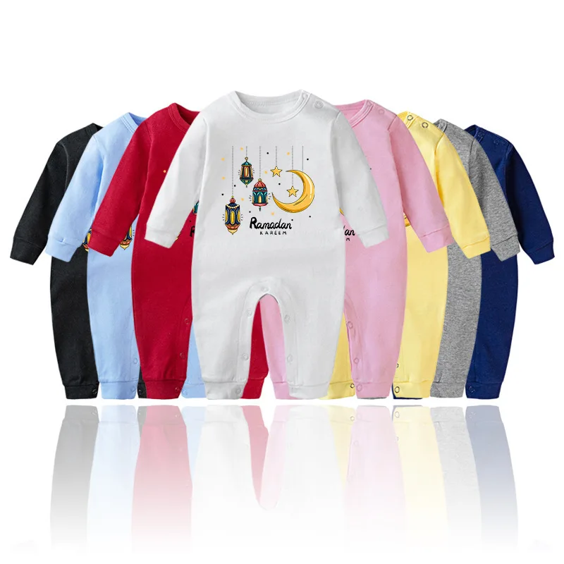 

Babies EID Mubarak Ramadan Rompers Kids Long Sleeve Jumpsuits New Born Infant Boys Playsuit Baby Girls Overalls Cotton Bodysuits