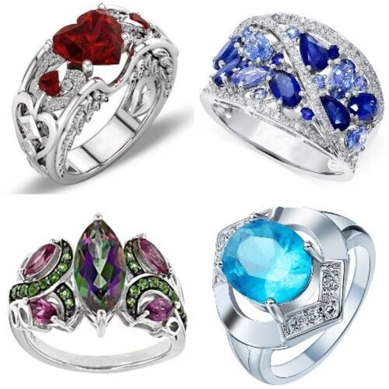 Luxury Fashion Blue Crystal Rhinestone Geometric Ring Women Exaggerated Silver Color Ring Engagement Wedding Anniversary Jewelry
Luxury Fashion Blue Crystal Rhinestone Geometric Ring Women Exaggerated Silver Color Ring Engagement Wedding Anniversary Jewelry