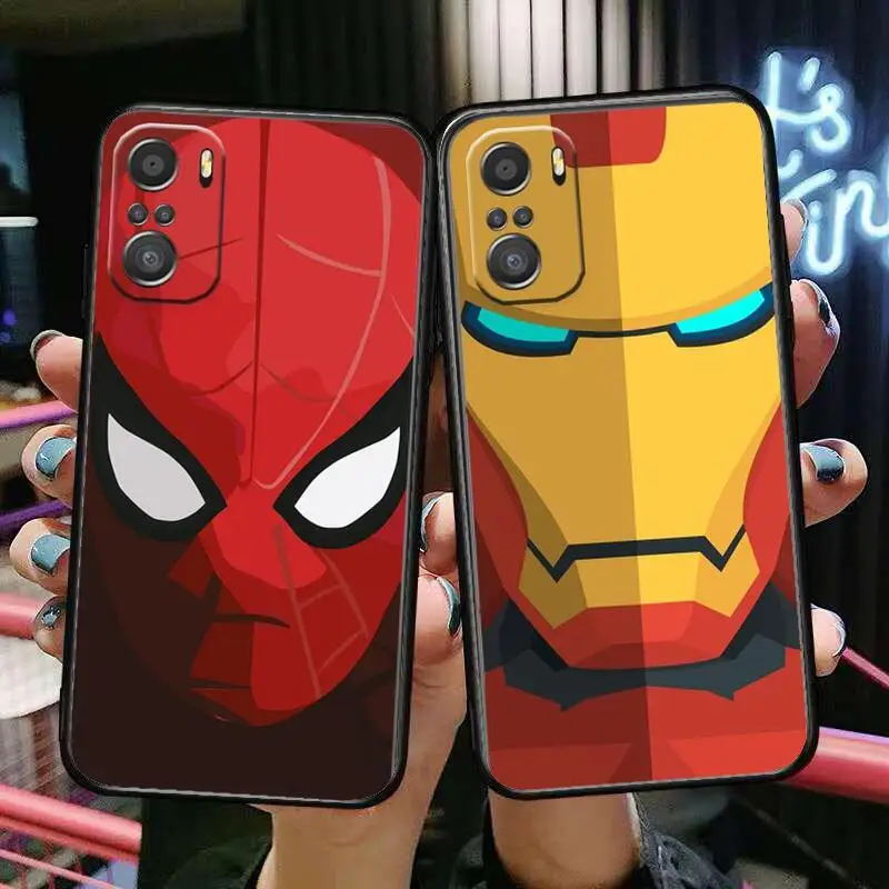 

Iron man Spider Man Marvel Phone Case For xiaomi mi 11 Lite pro Ultra 10s 9 8 MIX 4 FOLD 10T 5g Black Cover Silicone Back Prett