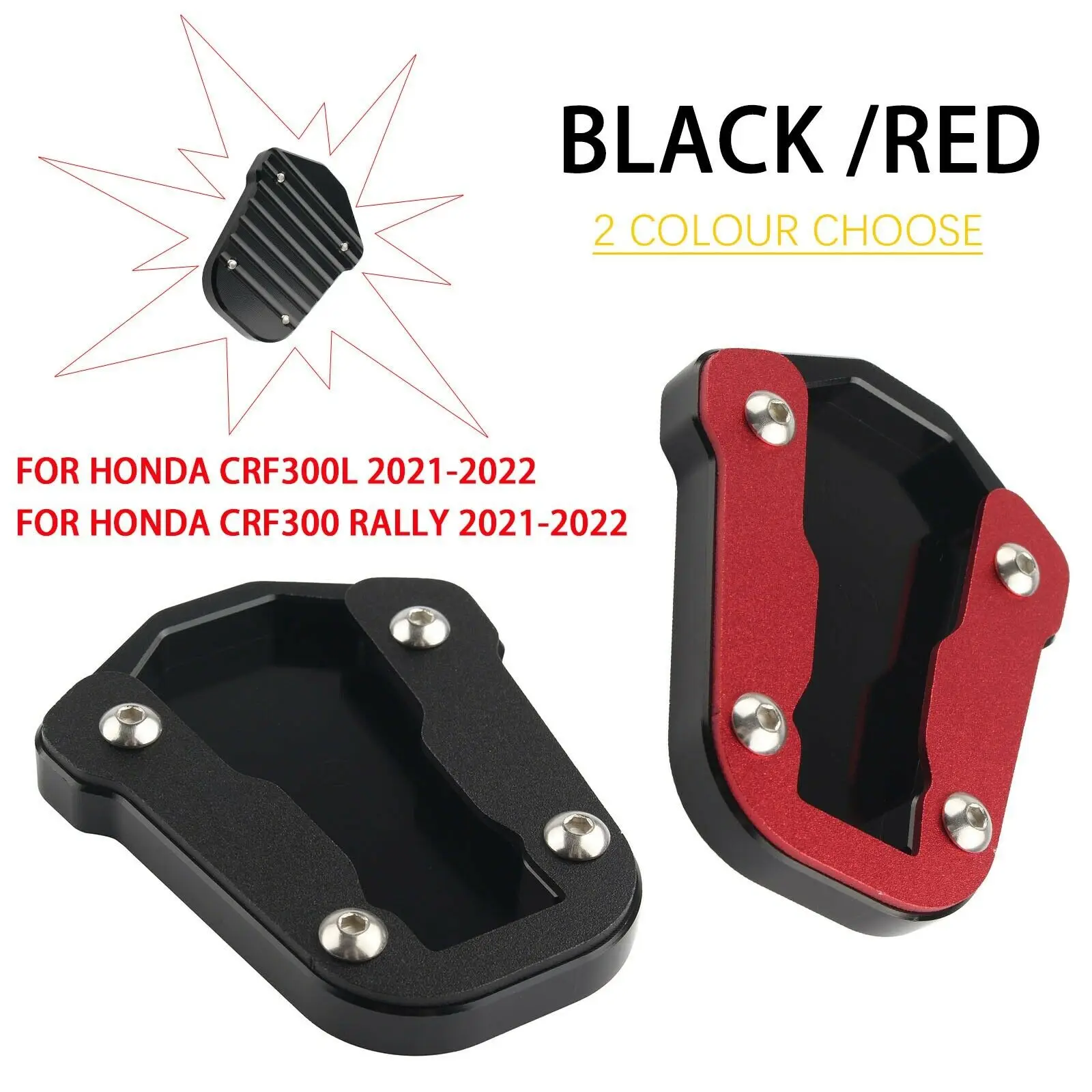 Black Red Aluminum Kickstand Side Stand Pad Fit for HONDA CRF300L CRF300 Rally 2021-2022
Black Red Aluminum Kickstand Side Stand Pad Fit for HONDA CRF300L CRF300 Rally 2021-2022