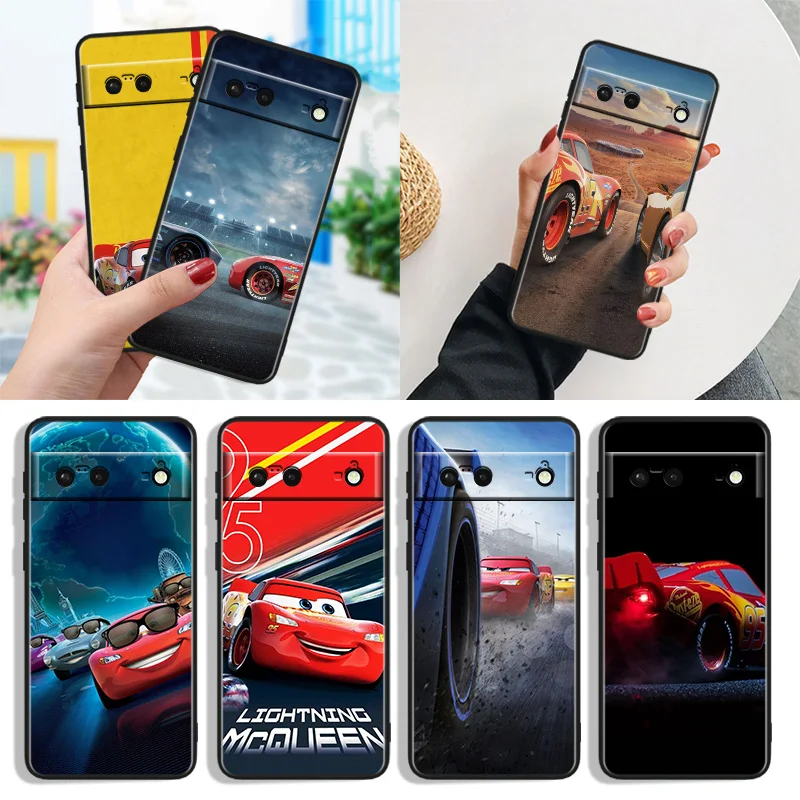 

Cars Lightning McQueen Shockproof Cover for Google Pixel 7 6a 6 Pro 5 4 4A XL 5G Black Phone Case Shell Soft Fundas Capa