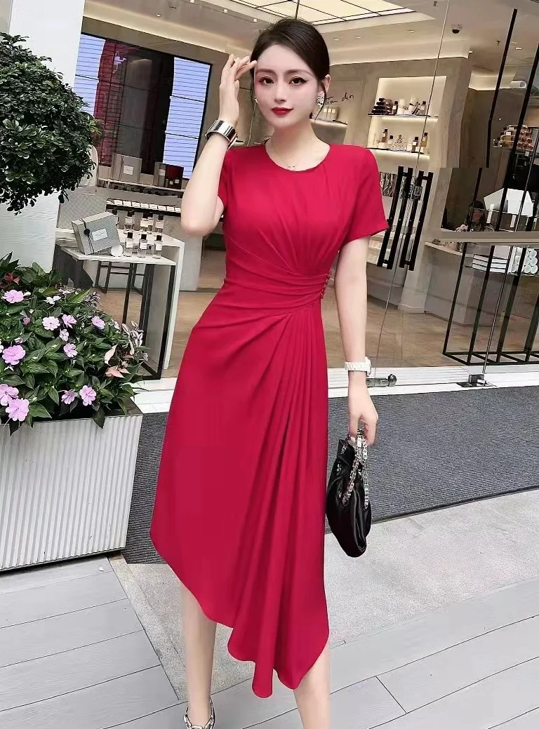 High Quality Brand New Summer Dress 2022 Women Pleated Deco Short Sleeve Slim Fit Sexy Asymmetrical Dress Khaki Black Red XXL
High Quality Brand New Summer Dress 2022 Women Pleated Deco Short Sleeve Slim Fit Sexy Asymmetrical Dress Khaki Black Red XXL