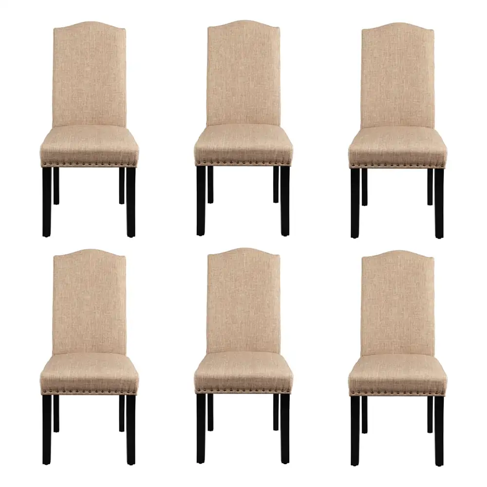 Smile Mart 6pcs Fabric Upholstered Parson Dining Chairs with Solid Wood Legs, Khaki
Smile Mart 6pcs Fabric Upholstered Parson Dining Chairs with Solid Wood Legs, Khaki