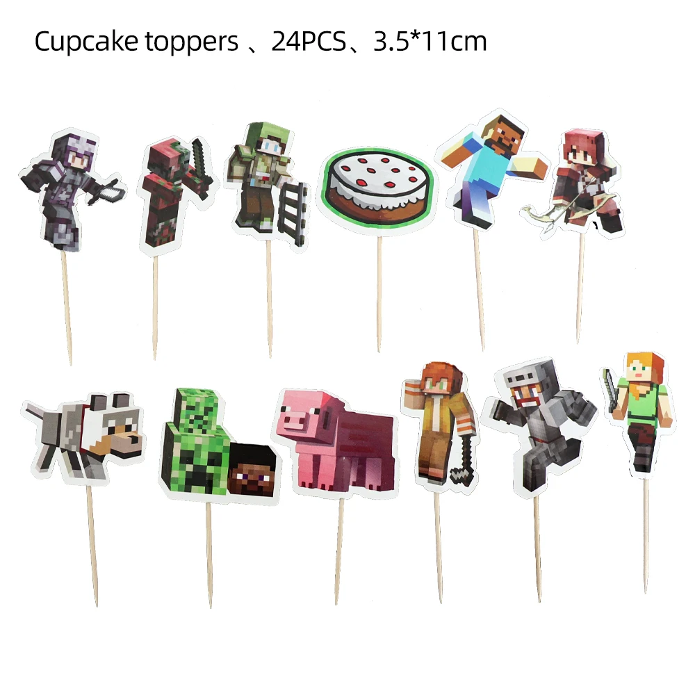 24Pcs/Pack Mining Crafting Pixel Game Party Cake Toppers With Sticks Supplies Kids Birthday Party Baby Shower Cupcake Decor
24Pcs/Pack Mining Crafting Pixel Game Party Cake Toppers With Sticks Supplies Kids Birthday Party Baby Shower Cupcake Decor