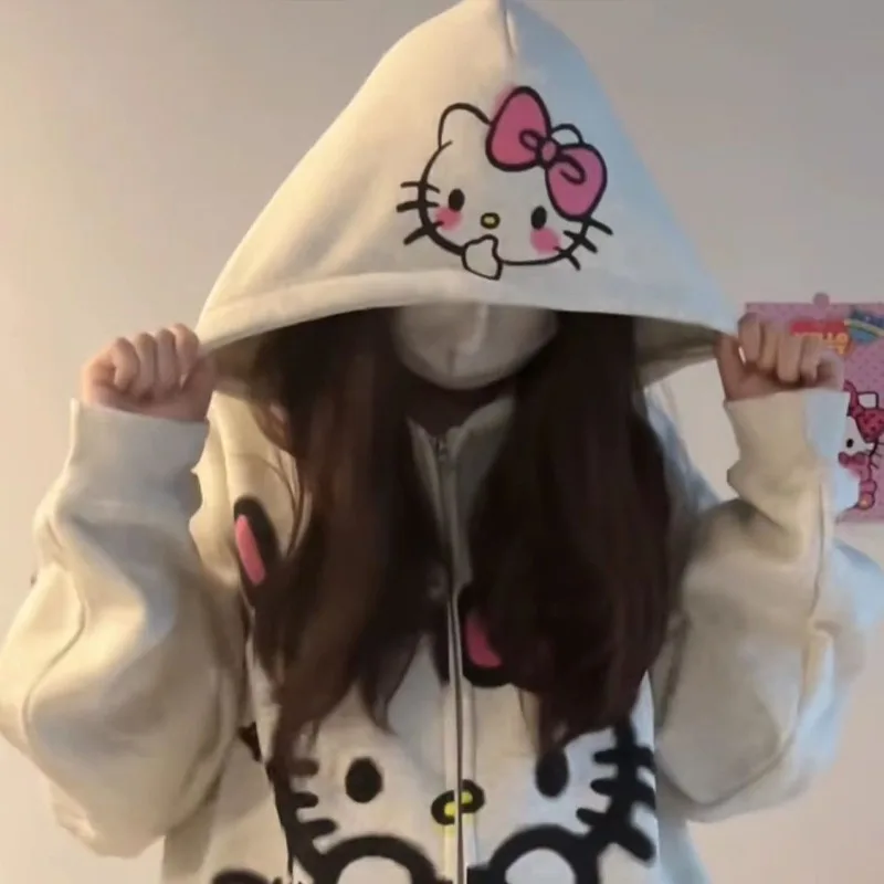 Кавайный аниме Sanrioed Hello Kitty кардиган с капюшоном Толстовка куртка Женская Осенняя мягкая модная парная Свободная кофта Рождественский подарок
Кавайный аниме Sanrioed Hello Kitty кардиган с капюшоном Толстовка куртка Женская Осенняя мягкая модная парная Свободная кофта Рождественский подарок