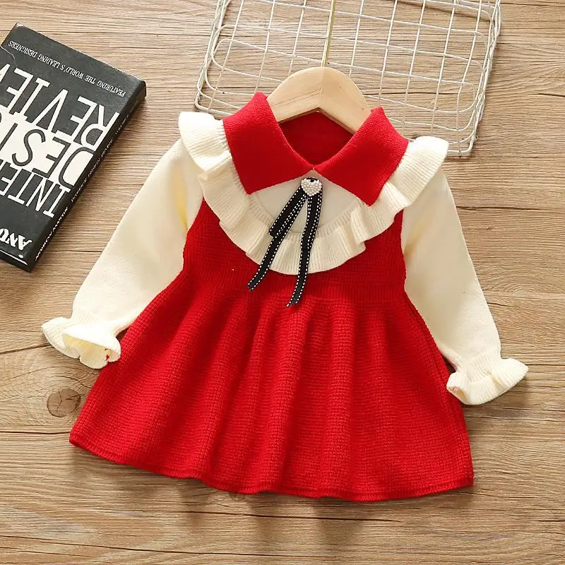 Laura Kors Winter New Arrivals Girls Dress Knitted Long Sleeve Ruffles Pink Red Cute Sweet Baby Dress Vestidos 18M-6T
Laura Kors Winter New Arrivals Girls Dress Knitted Long Sleeve Ruffles Pink Red Cute Sweet Baby Dress Vestidos 18M-6T