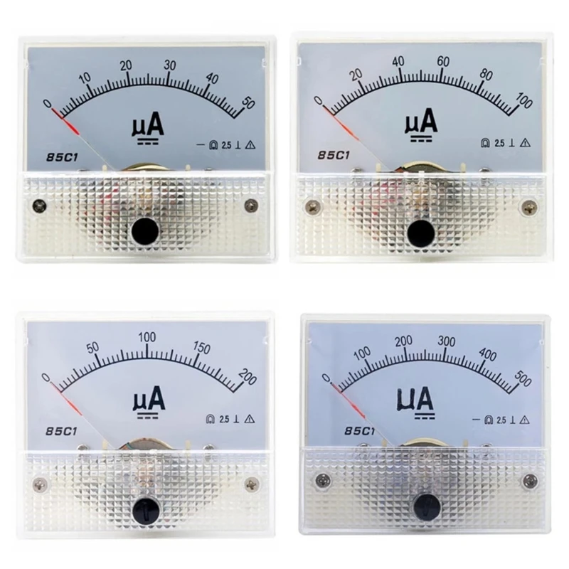 

N0HB for Dc Ammeter Analog Amp Meter Gauge Rectangle Panel Meter Current Tester 50uA 100uA 200uA 500uA for Home Industrial