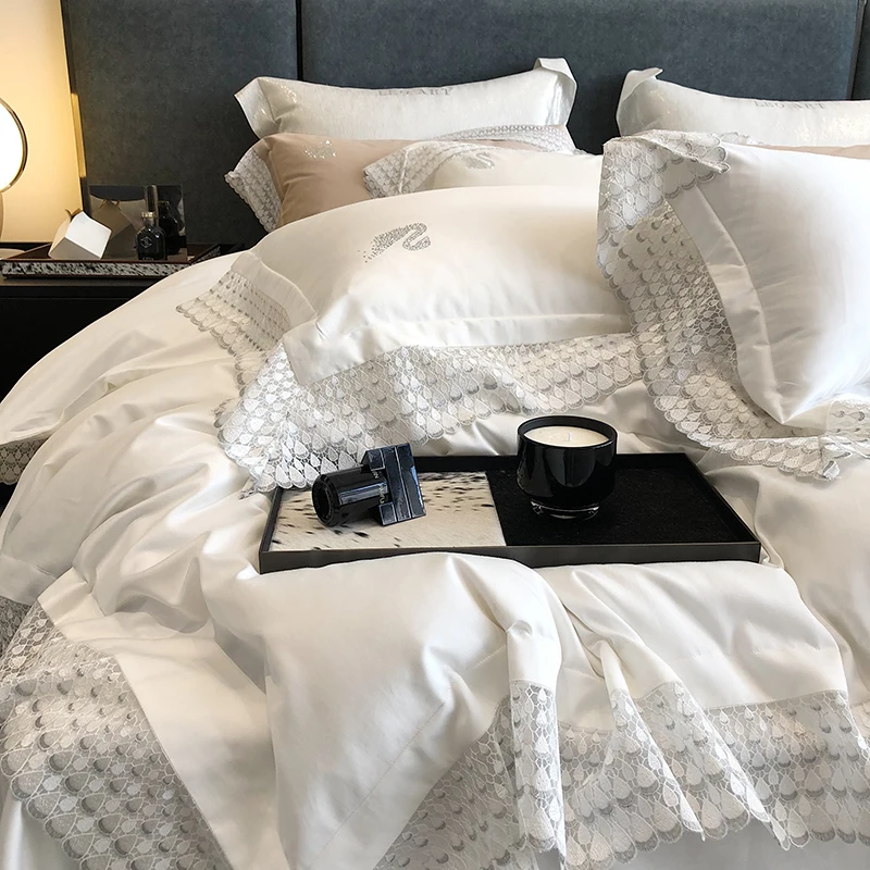 Комплект постельного белья из египетского хлопка, роскошный свадебный комплект постельного белья с кружевными краями, белого, розового, цвета шампанского, с пододеяльником, наволочками, Комплект постельного белья из 4 предметов, 1000TC
Комплект постельного белья из египетского хлопка, роскошный свадебный комплект постельного белья с кружевными краями, белого, розового, цвета шампанского, с пододеяльником, наволочками, Комплект постельного белья из 4 предметов, 1000TC