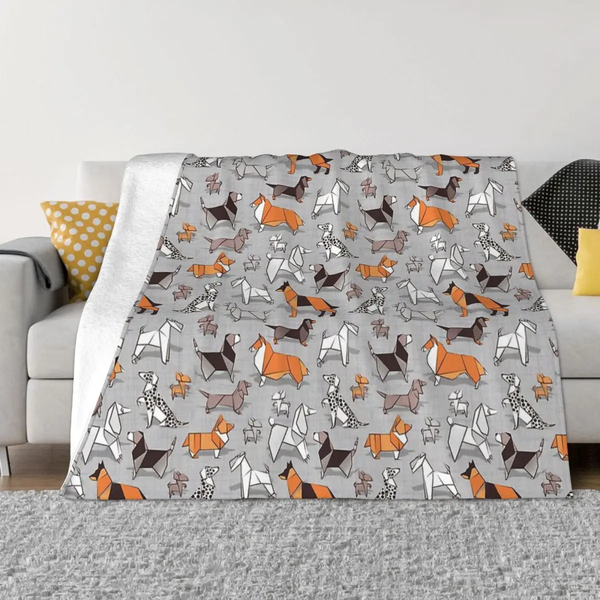 

Dachshund Badgers Dogs Short Limbs Lively And Brave Blanket Flannel Decoration Origami Doggie Friends Portable Home Bedspread