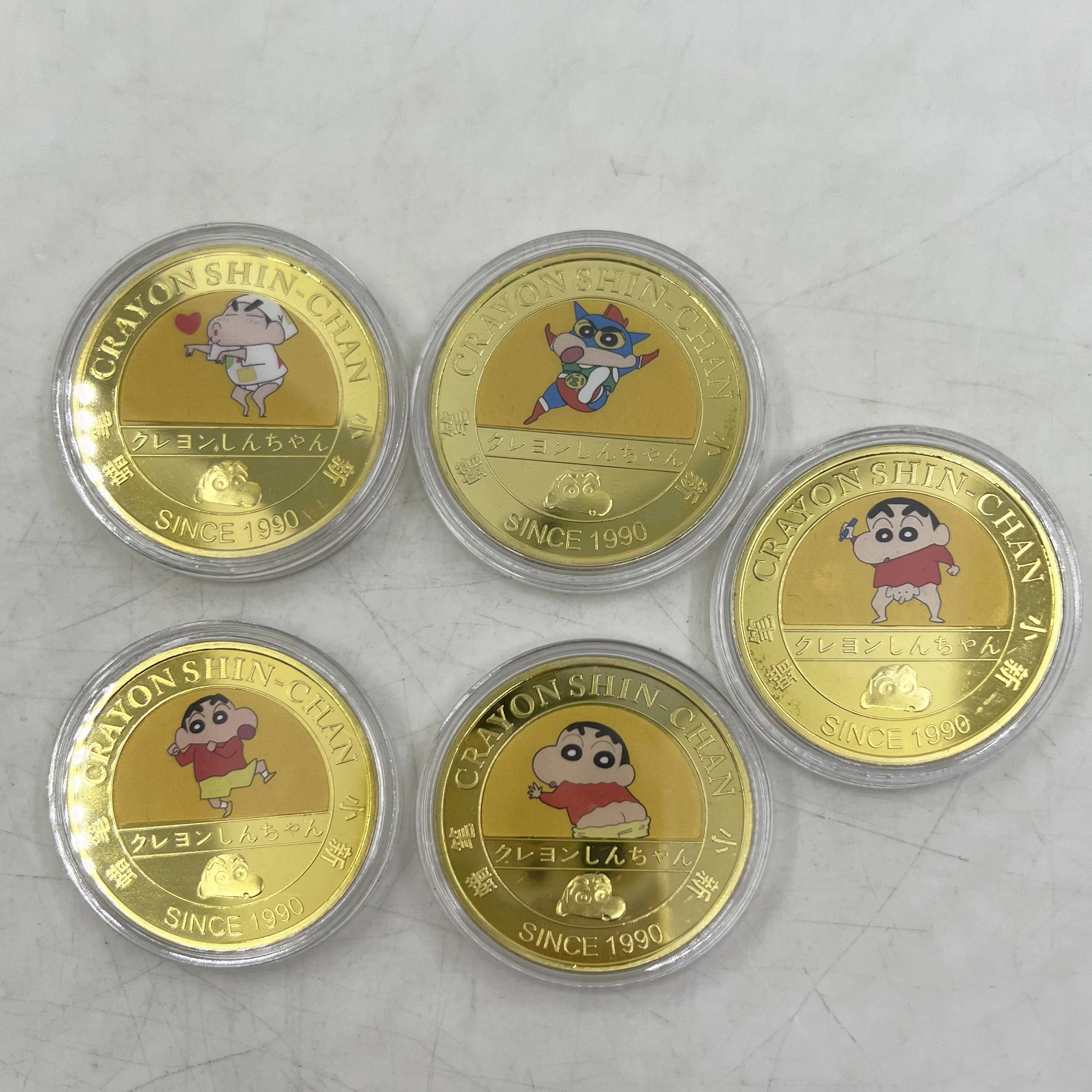 5designs Crayon-Shin-chan gold plated coin cute cartoon toy metal badge Japanese anime collectibles for boy's birthday gifts
5designs Crayon-Shin-chan gold plated coin cute cartoon toy metal badge Japanese anime collectibles for boy's birthday gifts