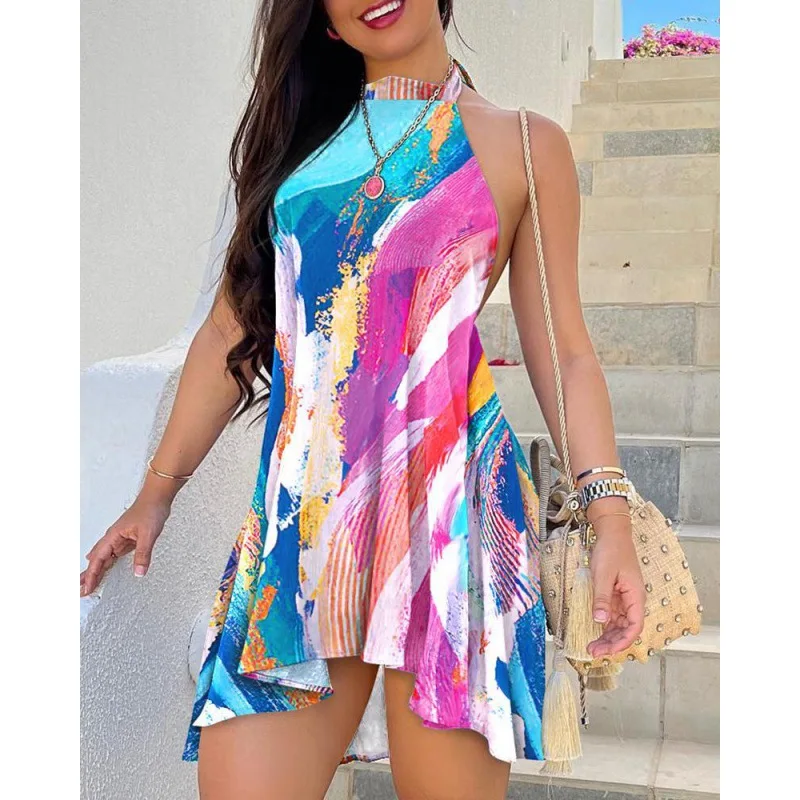 Женское платье с открытой спиной, повседневное элегантное платье с принтом в европейском и американском стиле, весна-лето 2023
Женское платье с открытой спиной, повседневное элегантное платье с принтом в европейском и американском стиле, весна-лето 2023