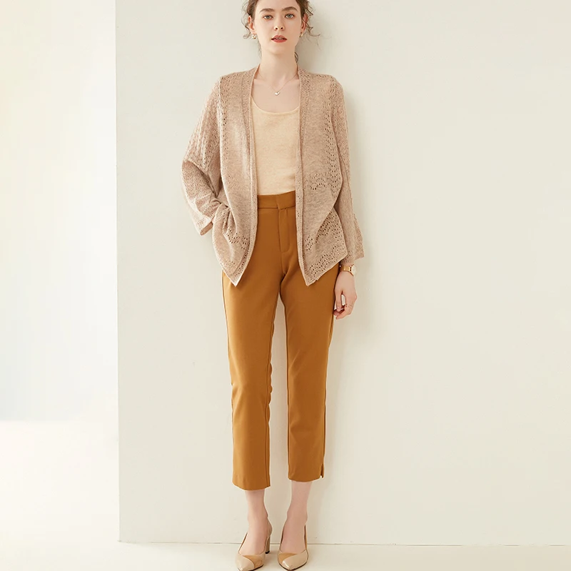 Casual Loose V-Neck Cardigan Sweater Hollow Knit Ladies 100% Wool Cashmere Sweater Summer Hot Sale Thin Coat shawl FRSEUCAGbrand 
Casual Loose V-Neck Cardigan Sweater Hollow Knit Ladies 100% Wool Cashmere Sweater Summer Hot Sale Thin Coat shawl FRSEUCAGbrand