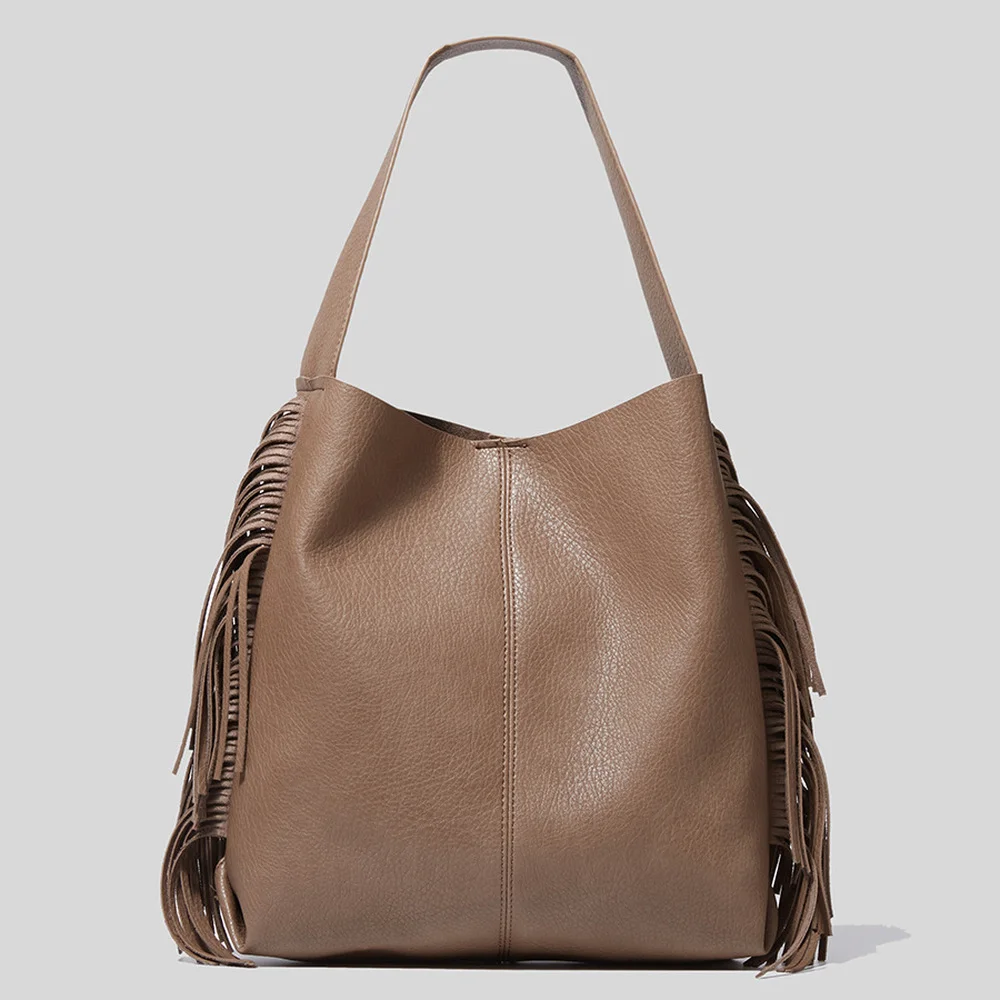 Luxury Tote Women Handbag Thick PU Leather Bag with Tassel Retro Female Shoulder Bags Top Handle Purse Study Brown 2021 New
Luxury Tote Women Handbag Thick PU Leather Bag with Tassel Retro Female Shoulder Bags Top Handle Purse Study Brown 2021 New