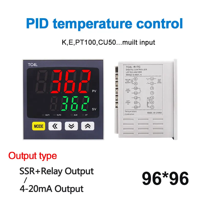 LCTC PID регулятор температуры SSR + РЕЛЕ 4-20 мА выход несколько входов TC4L 96*96 цифровой