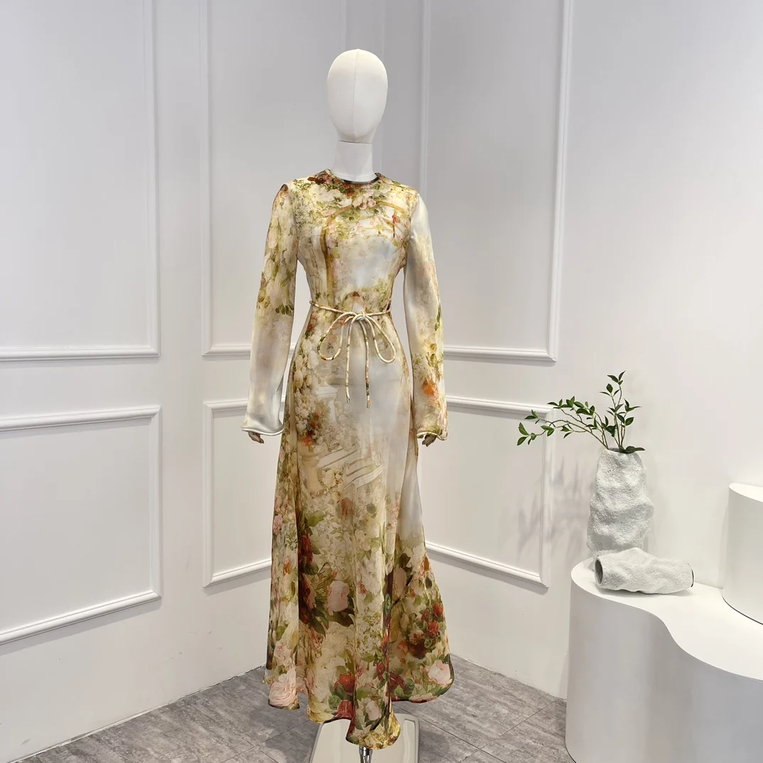 Floral Printing Full Sleeve Elegant Long Dress 2023 High Quality Silk Organza Vintage Woman Clothing for Holiday
Floral Printing Full Sleeve Elegant Long Dress 2023 High Quality Silk Organza Vintage Woman Clothing for Holiday