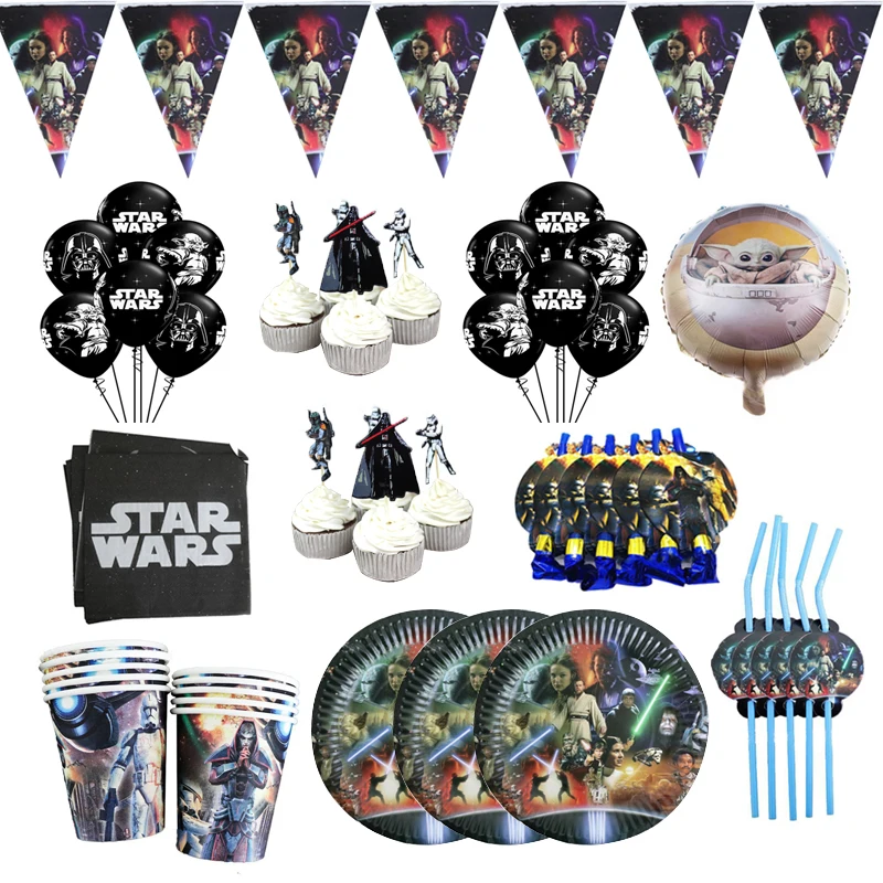 Star Wars Pary Supplies Birthday Tableware Set Tablecloth Napkins Birthday Party Table Cover Flags Plates Cups Decor Kids Favors
Star Wars Pary Supplies Birthday Tableware Set Tablecloth Napkins Birthday Party Table Cover Flags Plates Cups Decor Kids Favors
