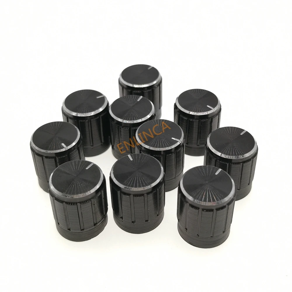 10PCS High Quality Black 6mm Potentiometer knobs Caps Knurled Shaft Potentiometer Control Knob Diameter 15x17mm Aluminum Switch
10PCS High Quality Black 6mm Potentiometer knobs Caps Knurled Shaft Potentiometer Control Knob Diameter 15x17mm Aluminum Switch