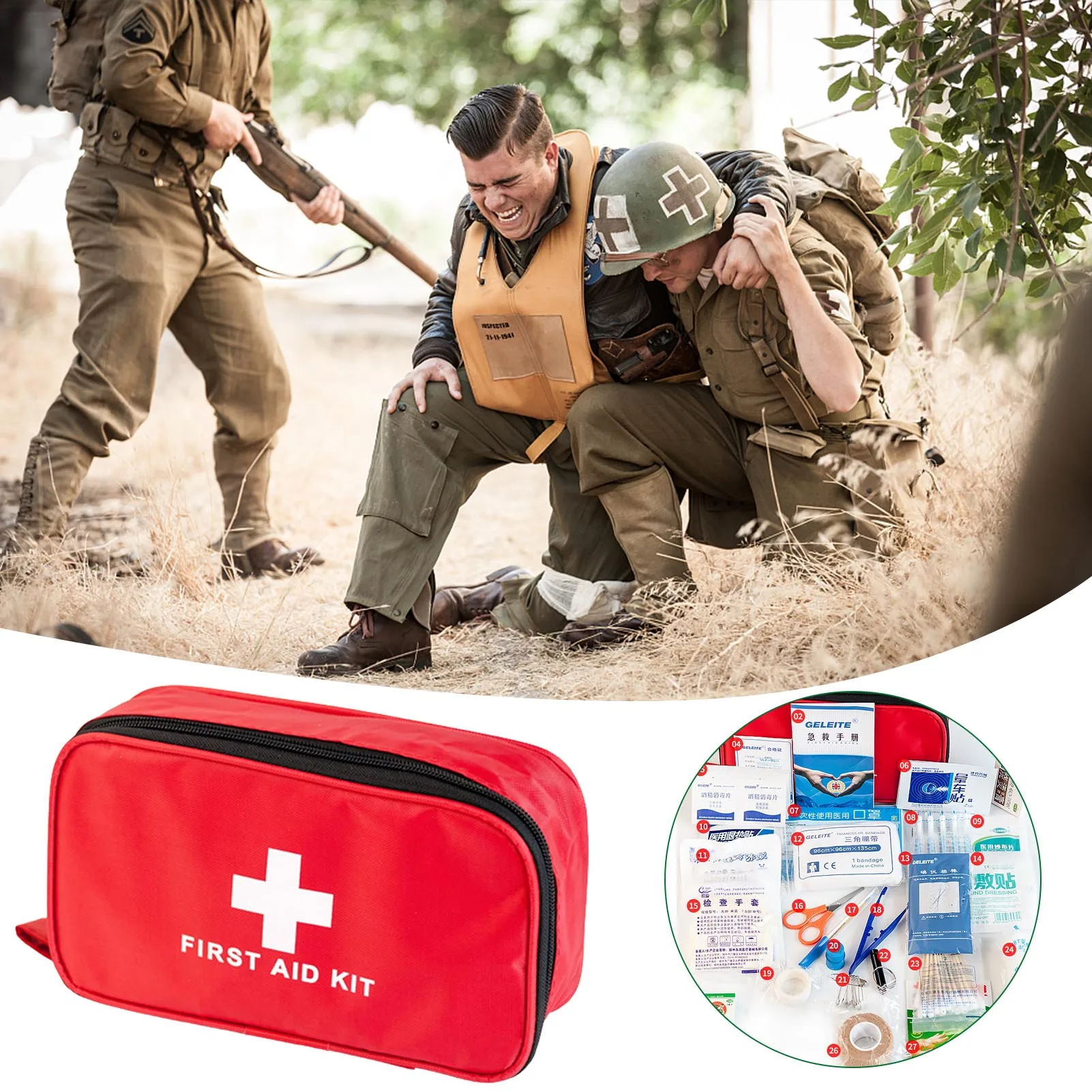 27 Pcs Portable Travel First Aid Kits For Home Outdoor Sports Emergency Kit Emergency Medical EVA Bag Emergency Blanket
27 Pcs Portable Travel First Aid Kits For Home Outdoor Sports Emergency Kit Emergency Medical EVA Bag Emergency Blanket