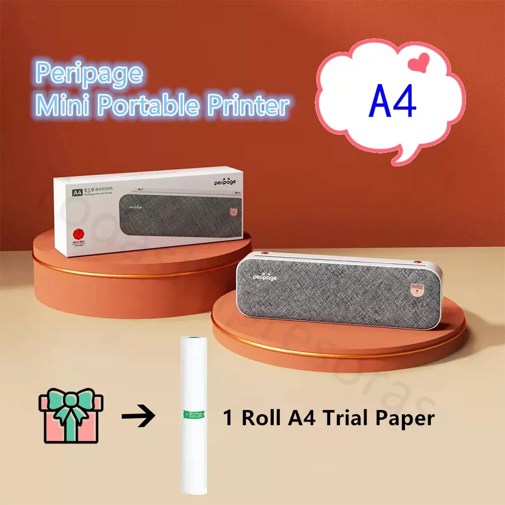 

Peripage мини-портативный термопринтер формата А4 без чернил, Bluetooth-принтер для бумаги, беспроводной USB фотопринтер для документов 2 ''3'' 4