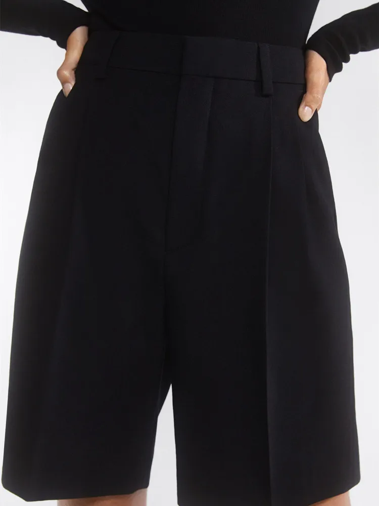 Ladies Wide Leg Shorts Women Solid Color Suit High Waist Zipper Simple Casual Shorts
Ladies Wide Leg Shorts Women Solid Color Suit High Waist Zipper Simple Casual Shorts