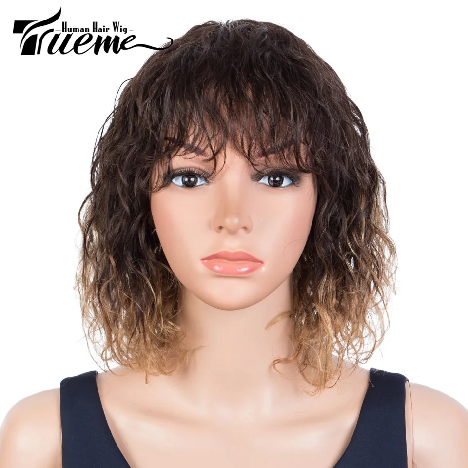 Trueme Short Bob Wig Curly Human Hair Wigs Brazilian Wavy Human Hair Wig With Bangs Ombre Blonde Natural Wave Machine Made Wig
Trueme Short Bob Wig Curly Human Hair Wigs Brazilian Wavy Human Hair Wig With Bangs Ombre Blonde Natural Wave Machine Made Wig