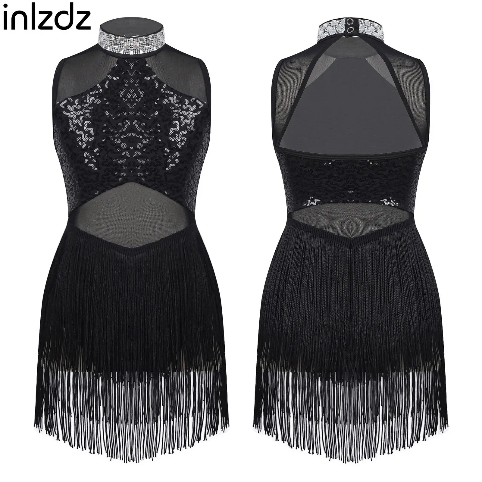 inIzdz Kids Girls Shiny Sequins Rhinestone Decorated Collar Sleeveless Jazz Dance Leotards Patchwork Mesh Tassel Hem Dancewears
inIzdz Kids Girls Shiny Sequins Rhinestone Decorated Collar Sleeveless Jazz Dance Leotards Patchwork Mesh Tassel Hem Dancewears