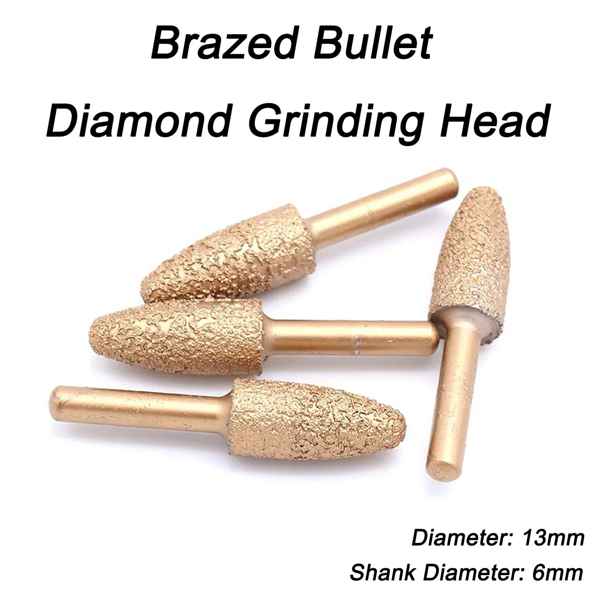 1Pc Shank Diameter 6mm Brazed Diamond Grinding Head Diameter 13mm and Total Length 60mm for Pneumatic Engraving Pen
1Pc Shank Diameter 6mm Brazed Diamond Grinding Head Diameter 13mm and Total Length 60mm for Pneumatic Engraving Pen