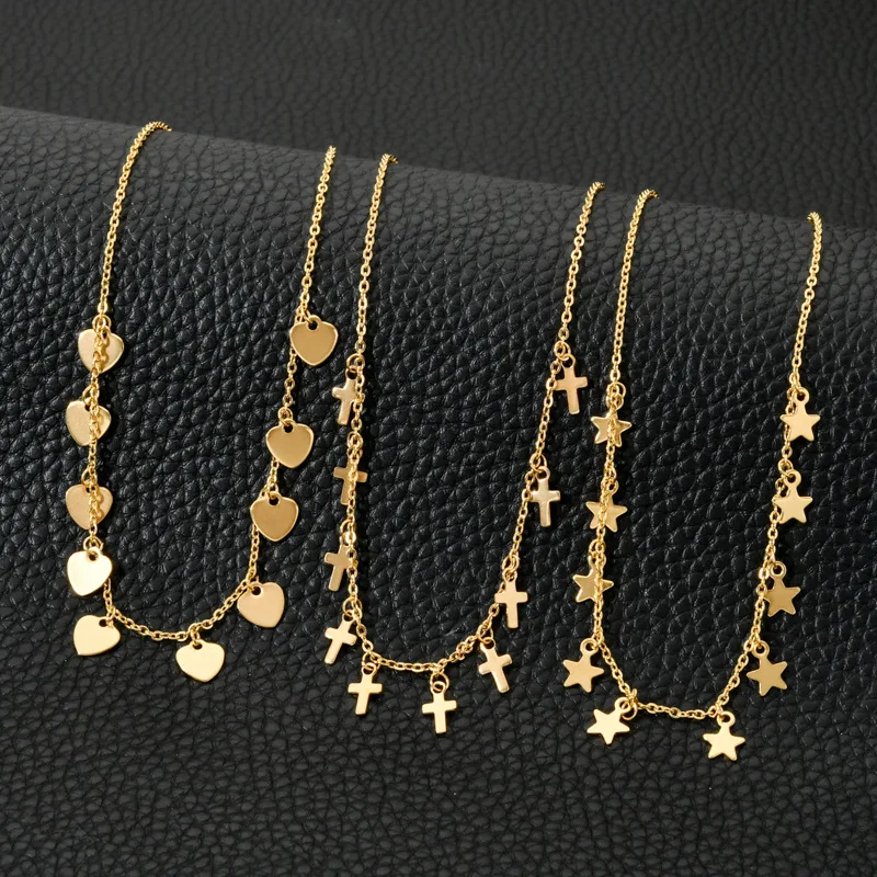 Trendy Star Heart Cross Chain Choker Necklace for Women Stainless Steel Fashion Necklace Steel Gold Color
Trendy Star Heart Cross Chain Choker Necklace for Women Stainless Steel Fashion Necklace Steel Gold Color