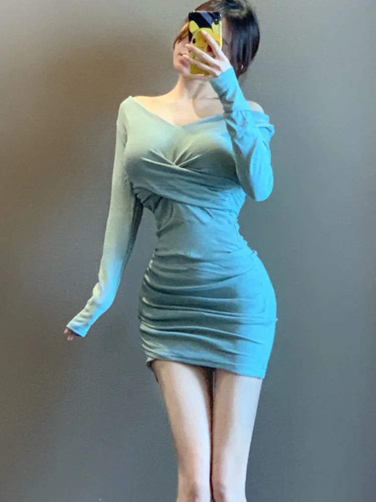 TVVOVVIN X Shape, зеленое мини-платье с высокой талией, красивые элегантные плиссированные сексуальные платья с длинным рукавом, топ на осень и зим... 
TVVOVVIN X Shape, зеленое мини-платье с высокой талией, красивые элегантные плиссированные сексуальные платья с длинным рукавом, топ на осень и зим...