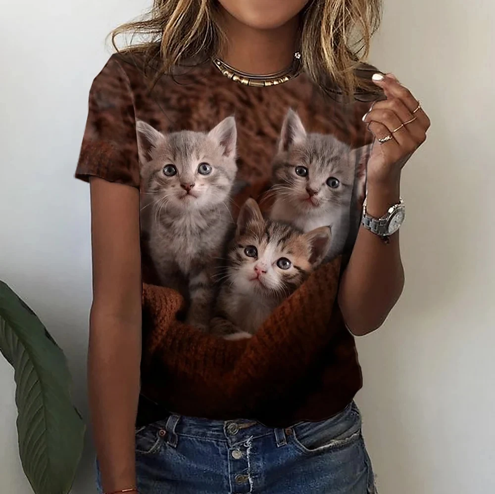 Fashion Women's T-shirt Kitten Kawaii Printed Tops T Shirt For Girls O-neck Short Sleeve Shirt Loose Female Clothes Ladies Tees
Fashion Women's T-shirt Kitten Kawaii Printed Tops T Shirt For Girls O-neck Short Sleeve Shirt Loose Female Clothes Ladies Tees