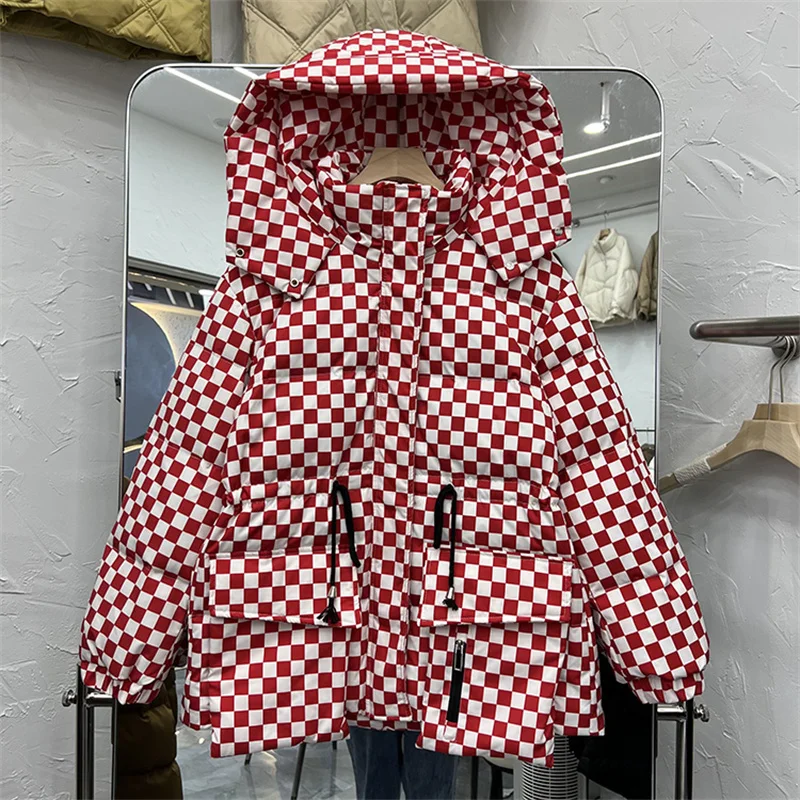 Женский короткий пуховик в клетку, повседневная короткая парка на белом утином пуху с воротником-стойкой и завязкой на талии, верхняя одежд...
Женский короткий пуховик в клетку, повседневная короткая парка на белом утином пуху с воротником-стойкой и завязкой на талии, верхняя одежд...