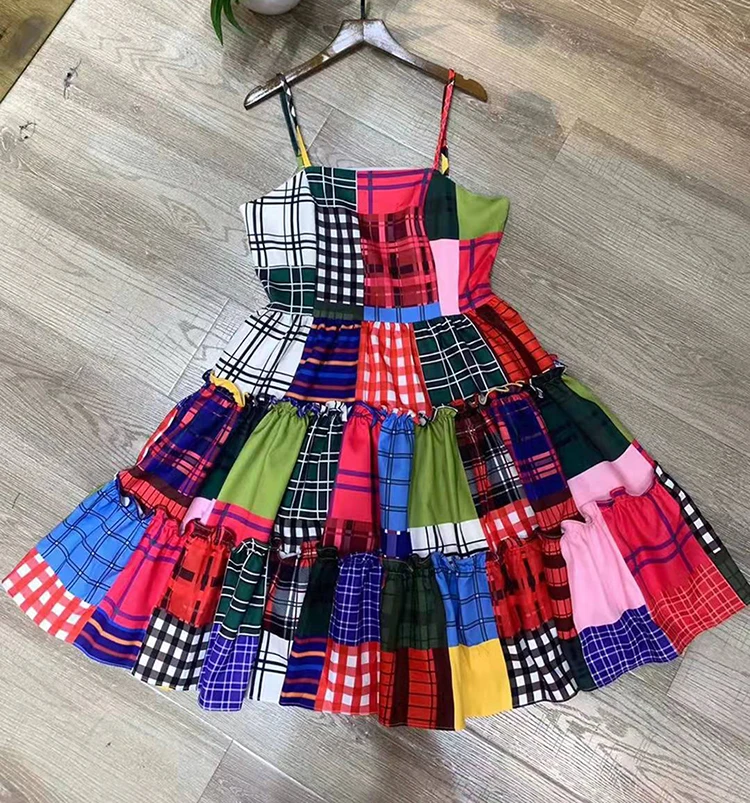 Women Patchwork Ball Gown Casual Dress Retro Vintage Spaghetti Strap Mulitcolor Plaid Beach Camisole Dresses Clothes
Women Patchwork Ball Gown Casual Dress Retro Vintage Spaghetti Strap Mulitcolor Plaid Beach Camisole Dresses Clothes