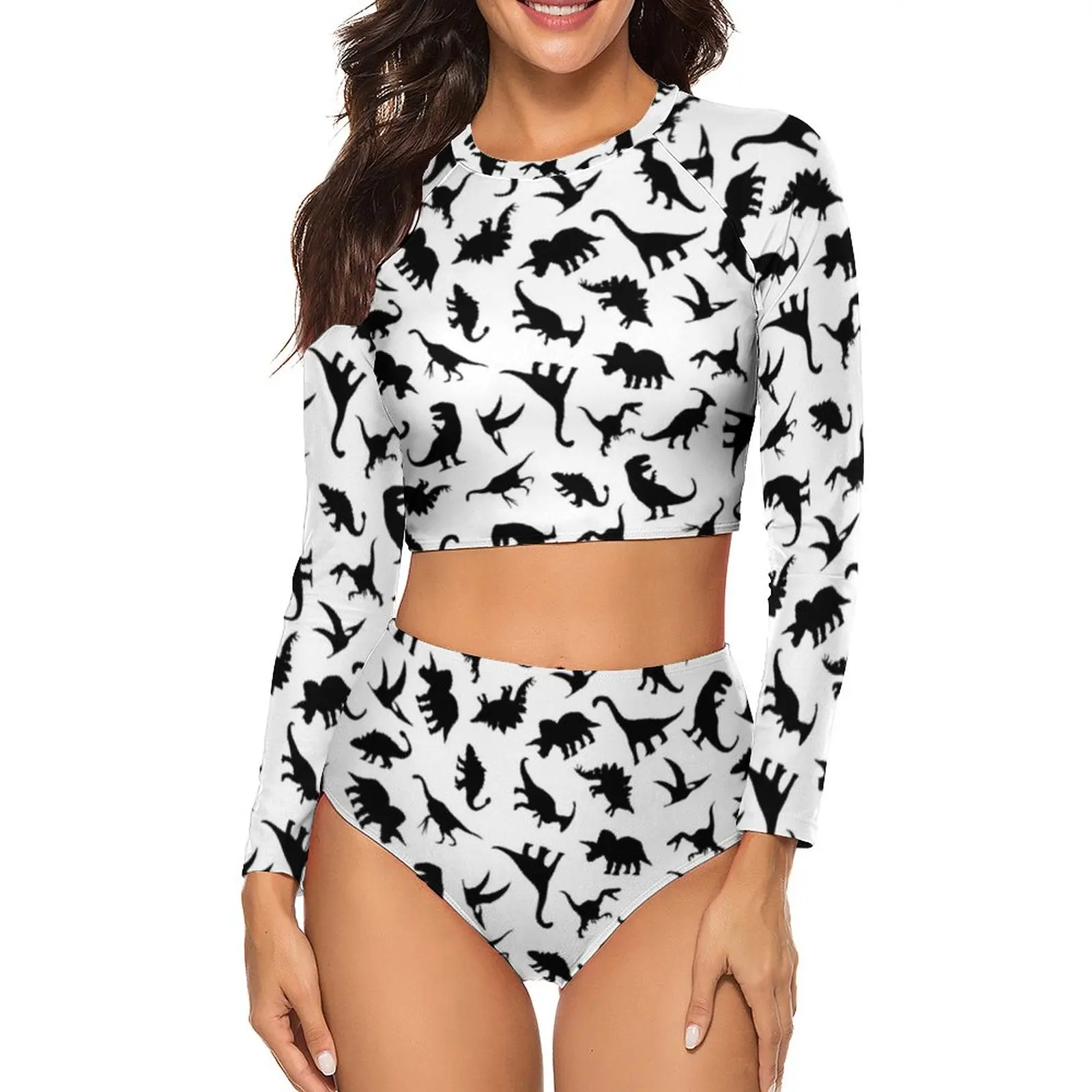 Sexy Cute Dinosaurs Bikini Swimsuit Black Dinos On White Raptor Retro Swimwear Long Sleeve Graphic Bikinis Set Swim Bathing Suit
Sexy Cute Dinosaurs Bikini Swimsuit Black Dinos On White Raptor Retro Swimwear Long Sleeve Graphic Bikinis Set Swim Bathing Suit