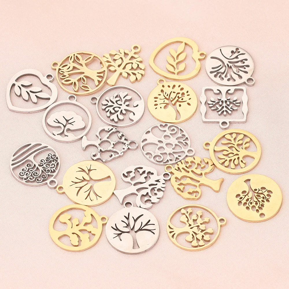 10pcs Mixed Life Tree Stainless Steel Charms Gold-Plate Handmade Pendants for DIY Bracelet Jewelry Making Necklace Accessories
10pcs Mixed Life Tree Stainless Steel Charms Gold-Plate Handmade Pendants for DIY Bracelet Jewelry Making Necklace Accessories