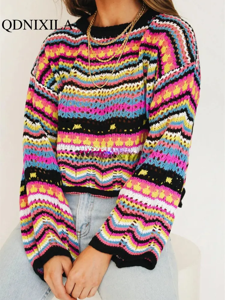 Ladies Sweater Autumn Winter Patchwork Knitwear Loose Pullovers Female Clothing Fashion Women Sweaters 2023 Clothes for Women
Ladies Sweater Autumn Winter Patchwork Knitwear Loose Pullovers Female Clothing Fashion Women Sweaters 2023 Clothes for Women