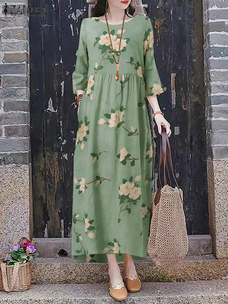 Платье ZANZEA женское длинное из хлопка и льна, винтажное Элегантное повседневное Макси-платье с цветочным принтом, с рукавом 3/4 и круглым выре...
Платье ZANZEA женское длинное из хлопка и льна, винтажное Элегантное повседневное Макси-платье с цветочным принтом, с рукавом 3/4 и круглым выре...