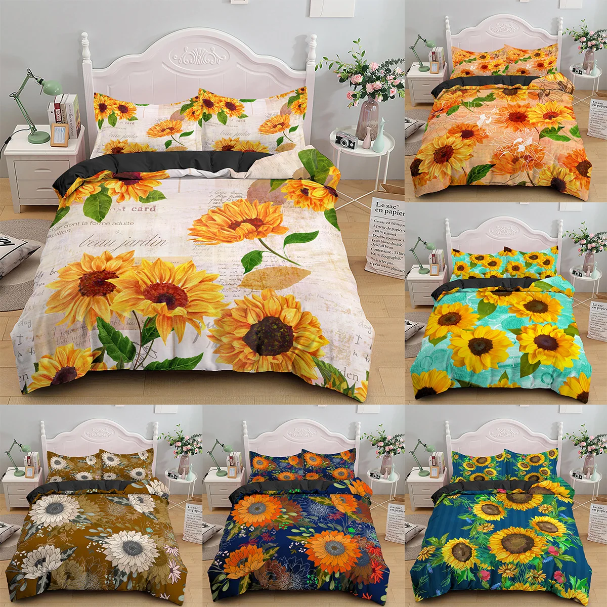 Yellow Sunflower Floral Bedding Set Fashion Duvet Cover Double Size Bedclothes Soft Microfiber Bed Cover Decor Quilt Cover
Yellow Sunflower Floral Bedding Set Fashion Duvet Cover Double Size Bedclothes Soft Microfiber Bed Cover Decor Quilt Cover