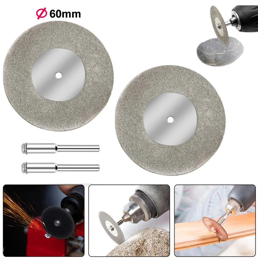 

1/2pcs 60mm Diamond Grinding Wheel Wood Cutting Disc With Connecting Rods Rotary Tool Accessories For Cutting Metal Gem
